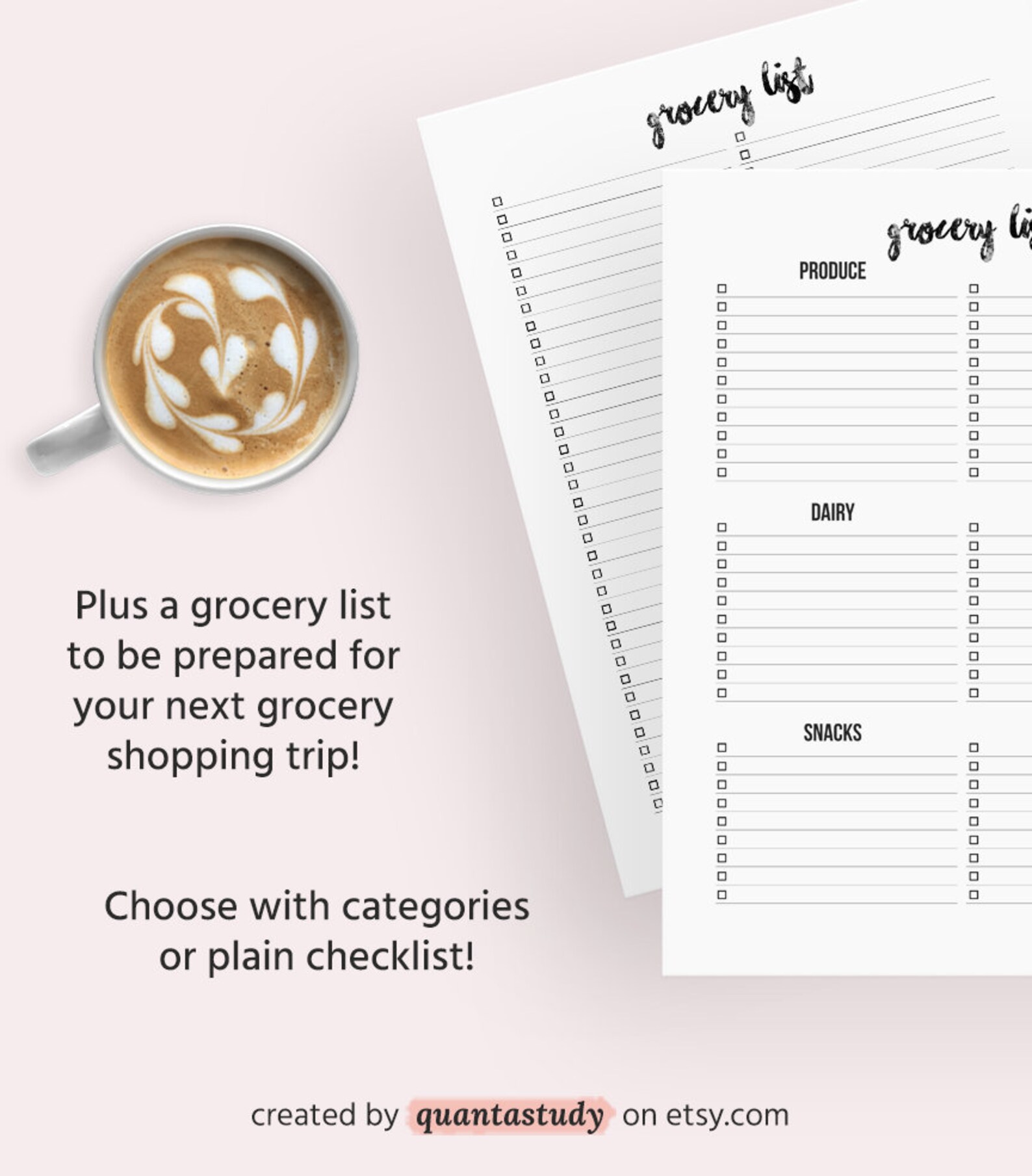 B/W Weekly Meal Planner Printable 2-for-1 Letter Size - Etsy