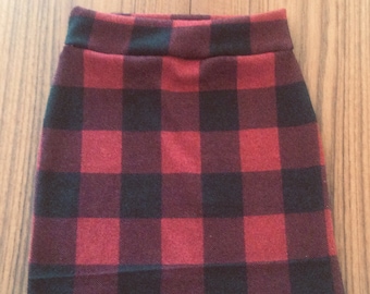 Girls' Red Buffalo Plaid Knit Skirt - Toddler Pencil Skirt