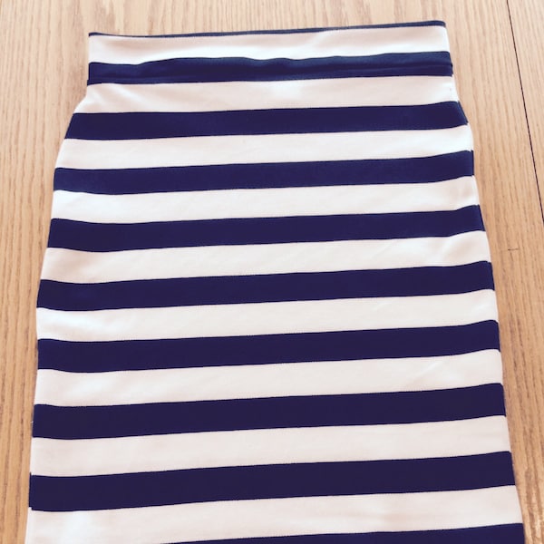 Navy and White Stripe Skirt - Etsy