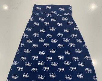 Blue and White Elephant-Girls and Toddlers Maxi Skirt-Church Skirt-School Skirt-Modest Skirt