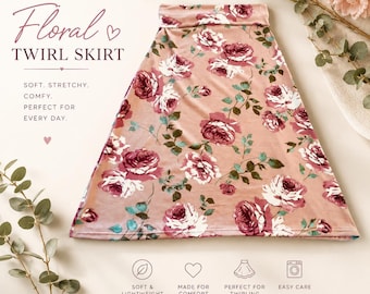 Blush Pink with Roses-Girls and Toddlers Maxi Skirt-Church Skirt-School Skirt-Modest Skirts