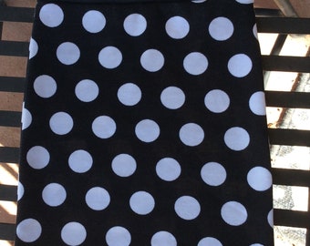 Girls Knit Pencil Skirt: Black with White Polka Dots