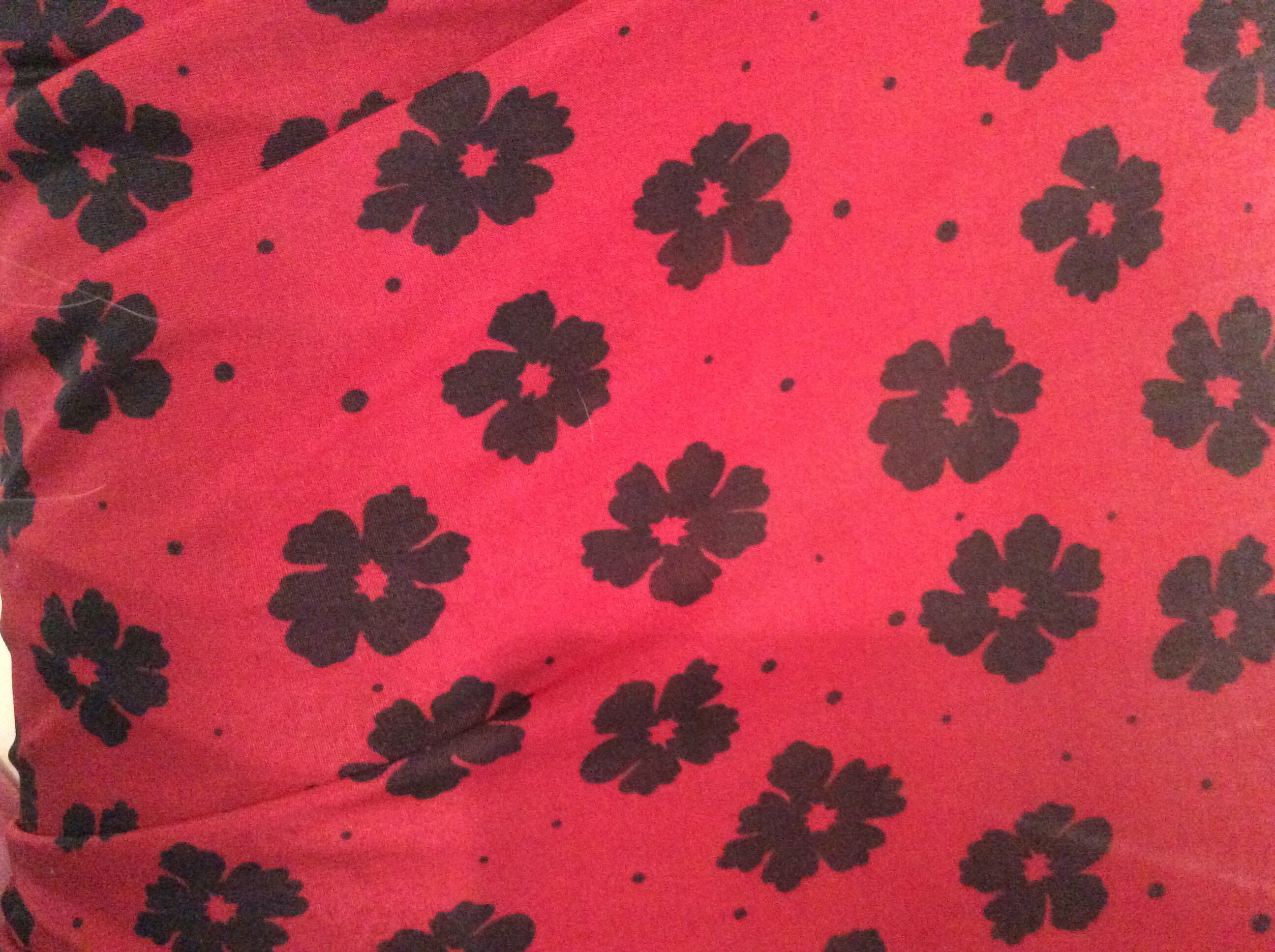 FABRIC CLEARANCE SALE Red with Black Flowers and Dots Etsy