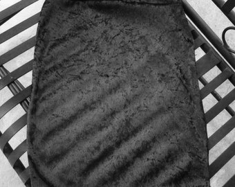 Black Crushed Velvet Knit Skirt - Knee Length, School & Church