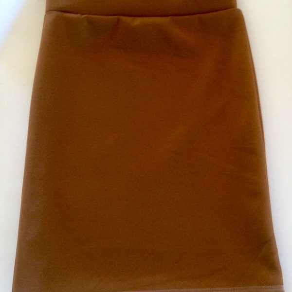 CLEARANCE PRIICING Dark Carmel Faux Suede Girls and Toddlers  Pencil Skirt - Knee Length Skirt - Modest Skirt