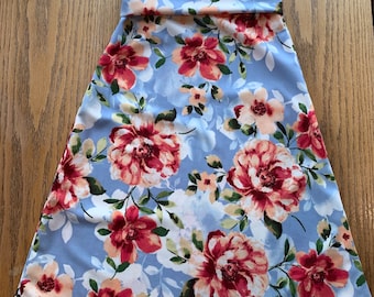 Light Blue Large Floral -Girls and Toddlers Maxi Skirt-Church Skirt-School Skirt-Modest Skirt