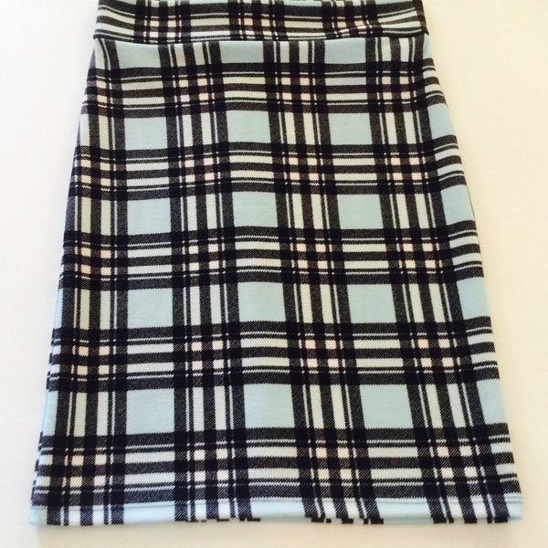 Girls and Toddlers Pencil Skirt -Textured Teal and Black Plaid - School Skirt - Church Skirt - Modest Skirt