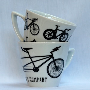 Set of 2 Cappuccino-sized Cups: Tandem and Bikes!