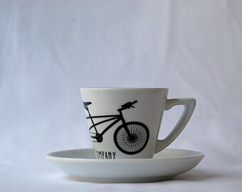 Tandem Bike Espresso Cup and Saucer