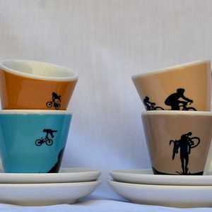 Set of 4 Espresso Cups and Saucers - Mud, Cobbles & Air