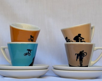 Set of 4 Espresso Cups and Saucers - Mud, Cobbles & Air