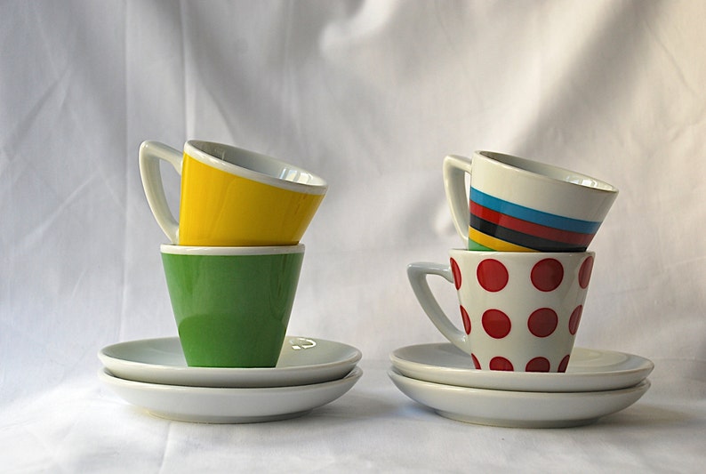 Tour de France Jersey Set of 4 Espresso Cups and Saucers image 2