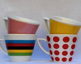 Set of 4 Cappuccino-sized Cups - Grand Tour Jerseys
