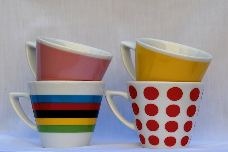 Set of 4 Cappuccino-sized Cups Grand Tour Jerseys image 1