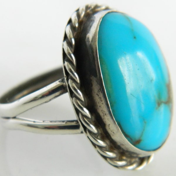 Vintage Sterling Silver Native American Turquoise Ring size 9
