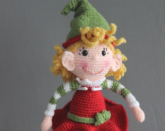 Hand-crocheted Christmas Elf - Perfect for decorating for the Holidays!  FREE shipping in U.S.