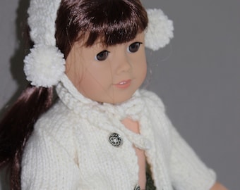 Hand knit winter wardrobe for 18 inch doll  - FREE Shipping in U.S.