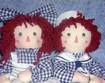 Instant Download Raggity Twins 20 inch cloth rag doll pattern