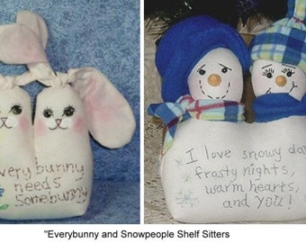 Instant pdf Download Everybunny and Snowpeople Shelf Sitters Cloth Doll Pattern for sewing