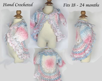 Crocheted Circle Sweater for 18-24 months Mary Maxim yarn pink and blue variegated