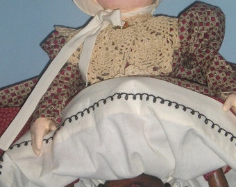 Topsy-Turvy folk art Izannah-style handpainted cloth doll - original design