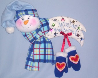 Snowman "Winter Welcome" Banner with mittens an original design