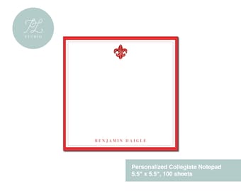 Personalized UL Ragin Cajuns Notepad | 5.5x5.5 Inches | 100 Tear Away Sheets | Personalized Graduation Gift | Personalized Birthday Gift