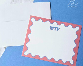 Custom Stationery with Wavy Border | A2 Notecards with Envelopes
