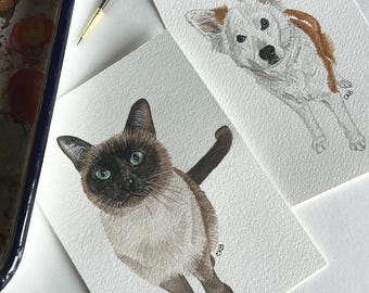 Watercolor Pet Portrait with Calligraphy Name