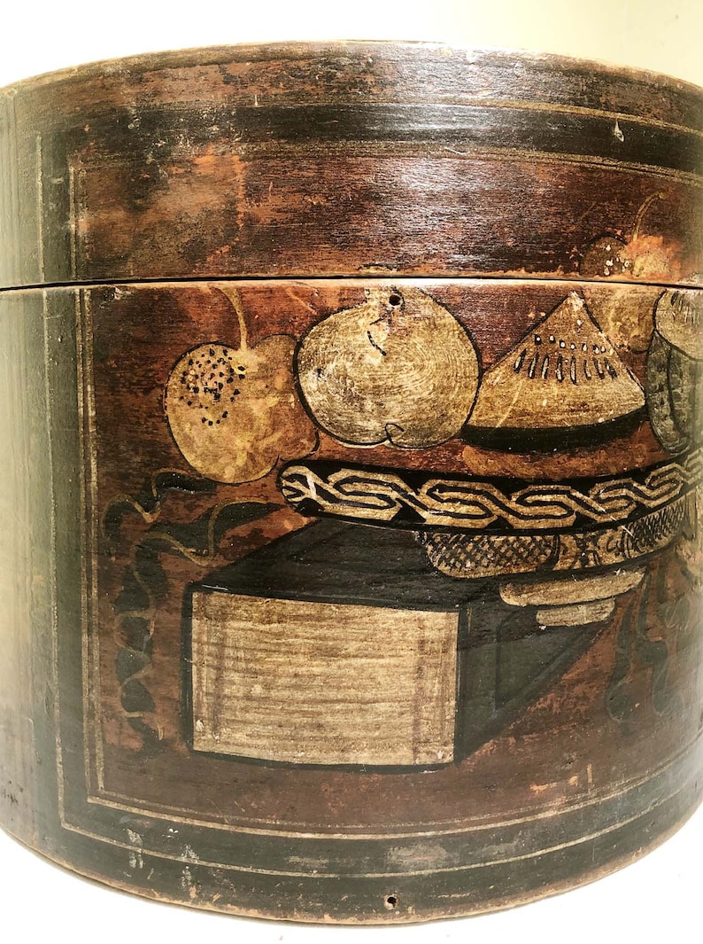 Antique Chinese Hat Box 3406 Etsy