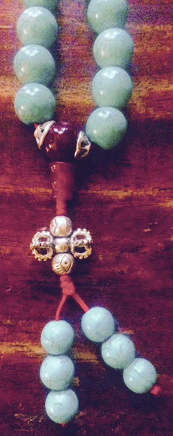 Handmade Turquoise Mala Necklace, 108 Beads (8070) - image 4