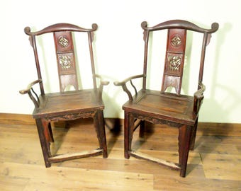 Antique Chinese High Back Arm Chairs (5742) (Pair), Circa 1800-1849