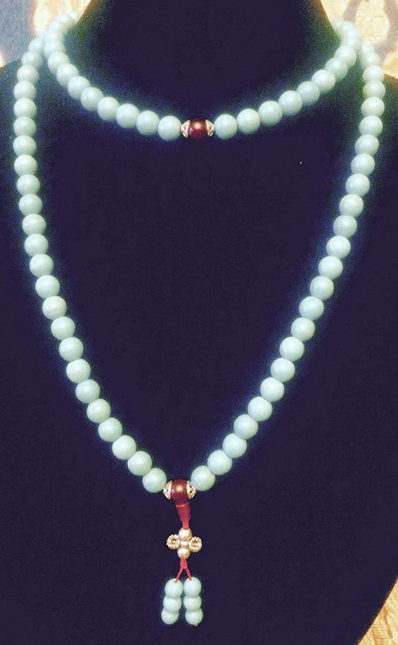 Handmade Turquoise Mala Necklace, 108 Beads (8070) - image 1