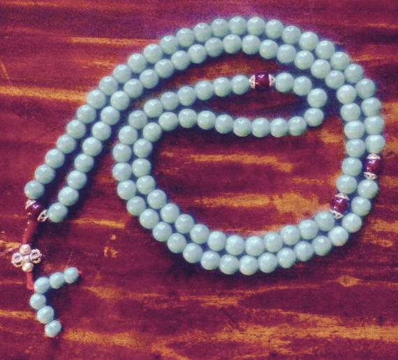 Handmade Turquoise Mala Necklace, 108 Beads (8070) - image 2