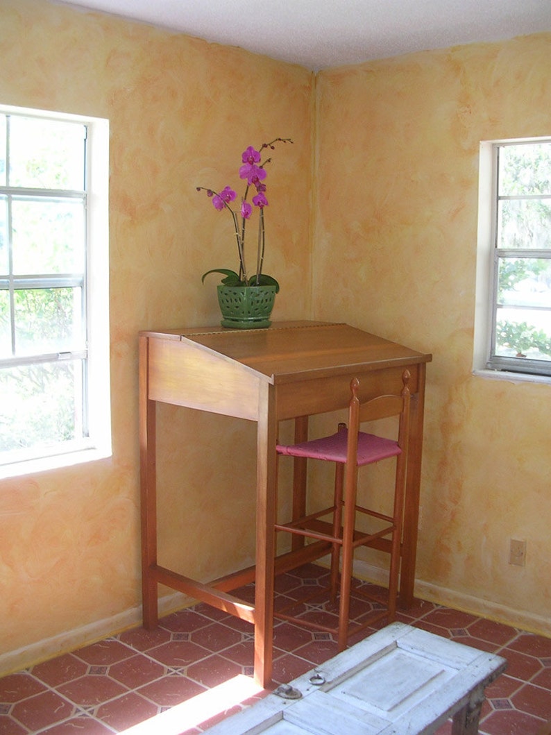 Handmade Wood Desk High Slant-Top Standing Desk Custom | Etsy