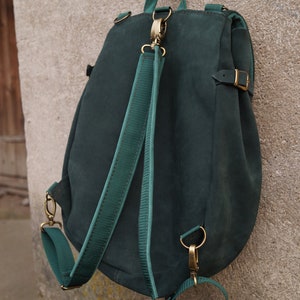 LIZBETH Backpack / Bag Natural Suede Cold Greens image 4