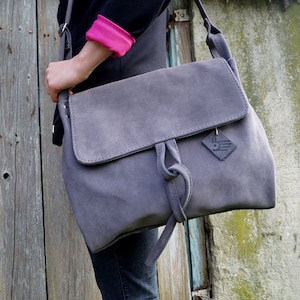 BARONESSA leather bag  gray suede