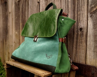 oh Louise!! Satchel/ Backpack green leathers