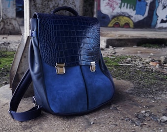 Lilith Chimera FOR EMILIE dragon leather backpack / bag BLUE