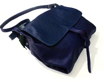 BARONESSA dark blue cowhide leather crossbody bag