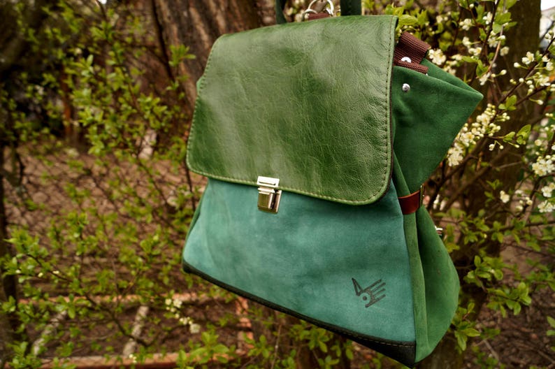 Shops oh Louise!! Satchel/ Backpack green leathers