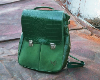 LILITH CHIMERA dragon green leather backpack/bag