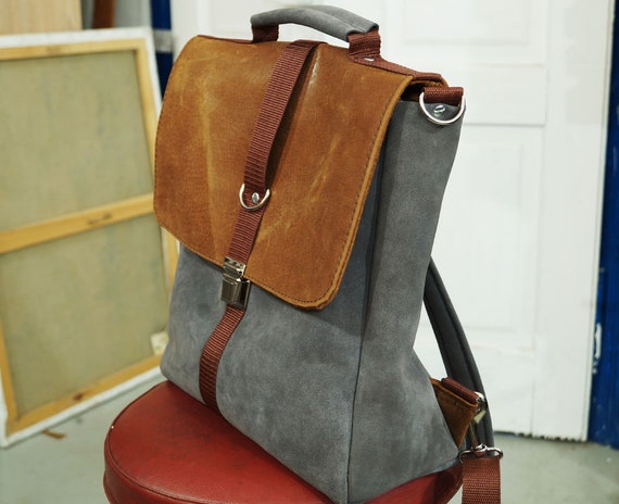 Satchel Backpack gray-brown