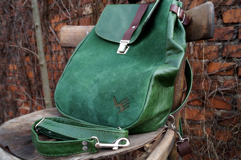 LILITH backpack / bag green leather image 2