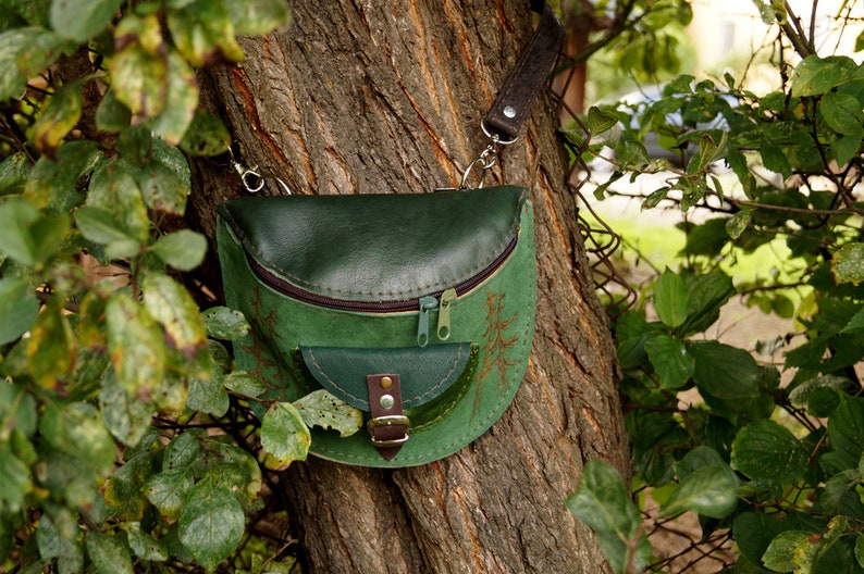 WAIST leather BAG shades of green forest fanny pack ready to go image 2