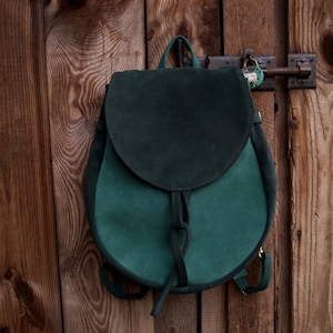 LIZBETH Backpack / Bag Natural Suede Cold Greens image 1