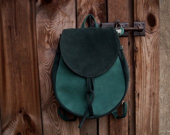 LIZBETH Backpack / Bag Natural Suede Cold Greens