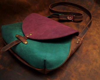 MERIDA Medium Size Leather Bag Crazy Horse Crossbody Beautifull