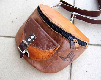 WAIST  leather  BAG  shaseds of light brown fanny pack