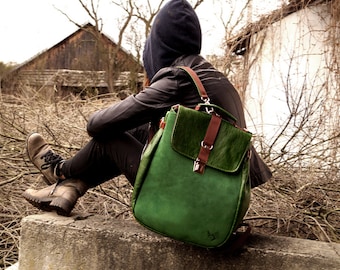 LILITH backpack / bag green leather